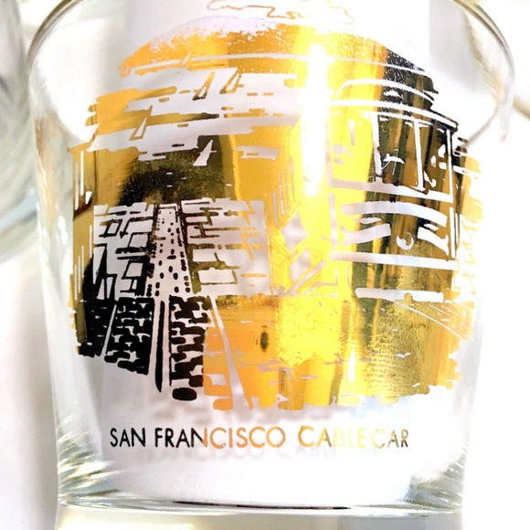 Glass Barware Ross Atkins SF CA Gold Print Set/5 - Picture 3 of 6